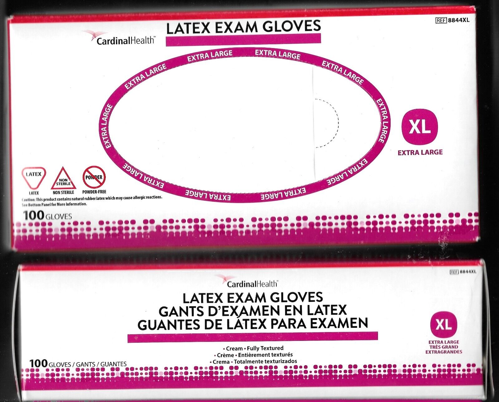 Gloves Exam Positive Touch® X-Large NonSterile Latex Standard Cuff Length Fully Textured Ivory Not Rated (100/BX 10BX/CS) by Cardinal  ID 8844XL